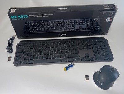 Logitech MX Keys S Bolt+Bluetooth-Tastatur mit Beleuchtung + M720 Maus Unifying