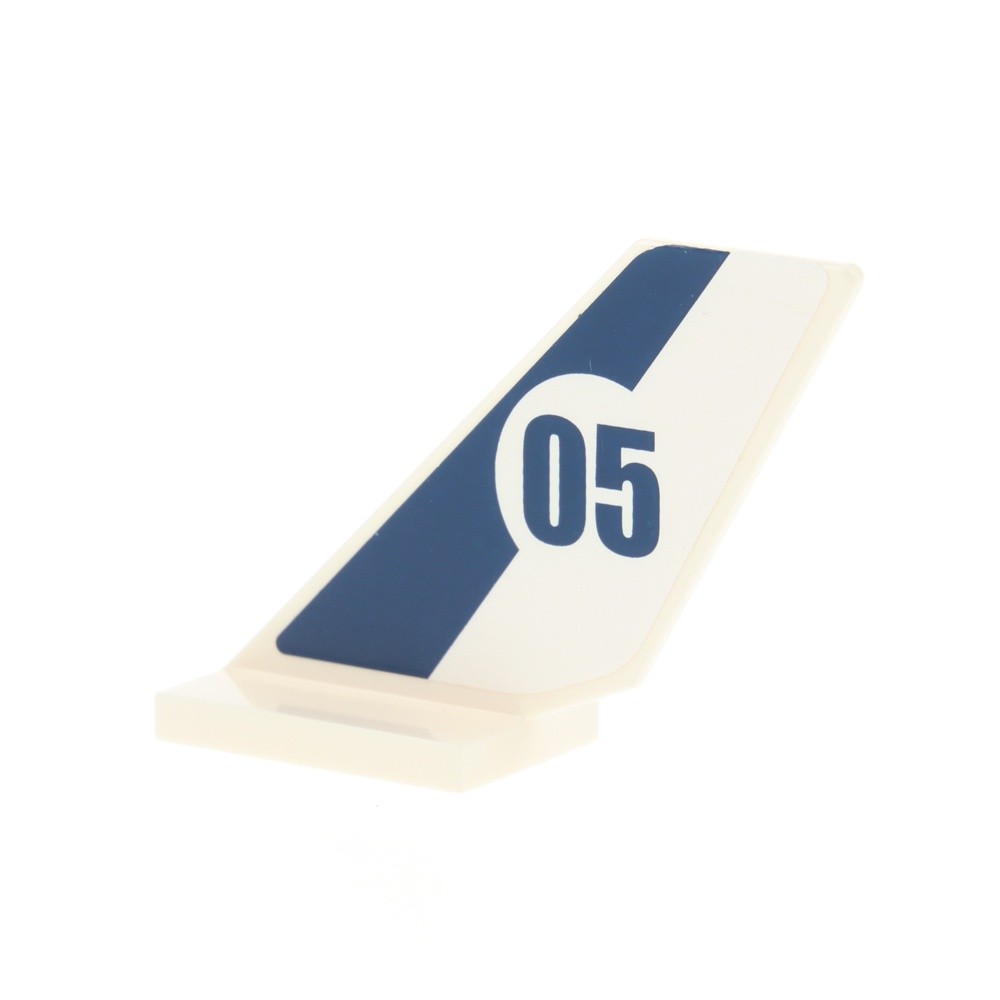 1X Lego Tail Wing Wing 6X2X4 White Sticker 05 Stripes Dark Blue 6239PB046