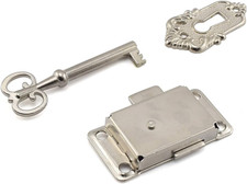 Retro Desk Drawer Lock Vintage Style Square Spring Latch Lock with Key for Offic