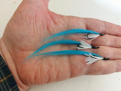 3 x Lachsangeln Fliegen Blue Sunray Shadow Gr. 6 Doppel Ref.0998