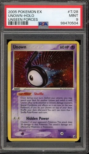 Pokemon Unown EX Unseen Forces Holo Rare #T/28 PSA 9 Mint