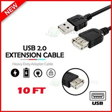 10Ft USB 2.0 Extension Cable Cord Plate Type A Male to Female Black Color