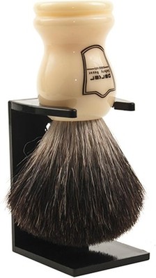 Parker 100% Black Badger Bristle Shaving Brush with White Handle Extra Dense... 