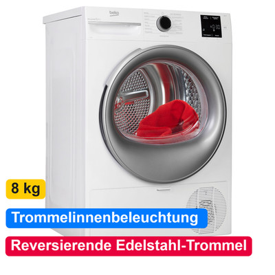Beko Wärmepumpentrockner 8kg Frontlader Kondenstrockner Schontrommel Weiß