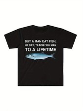 Buy A Man Eat Fish Funny Meme T-shirt S-4XL