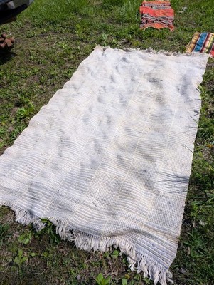 Safavieh Rag Rug Vintage White Cream Light Blue Striped  54x84'' Area Rug