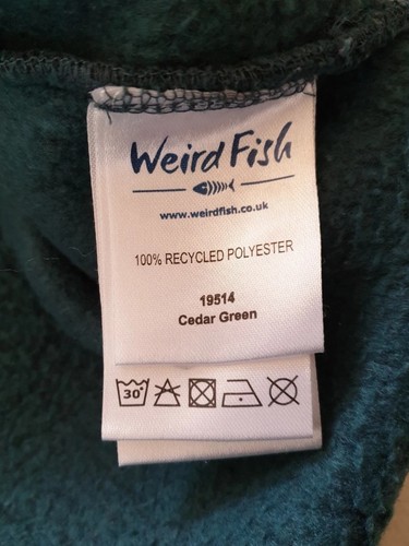 WEIRD FISH Fleece Mens M Regular Fit Quarter Zip Racing Green Recycled Polyester - Picture 9 of 12
