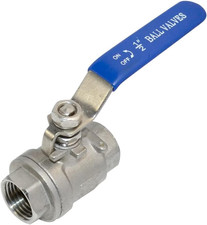 316 Stainless Steel 1/8" 3" Full Port Ball Valve with Blue Vinyl Handle, NPT Fem