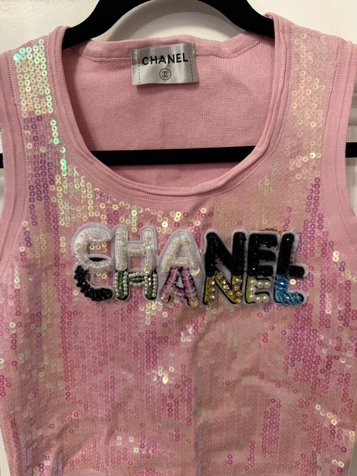 Chanel Майка блестки розовый - Изображение 2 из 3