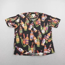 Vintage Paradise Found Hawaiian Shirt Mens Large Beer Bottle Hawaiian Aloha Camp