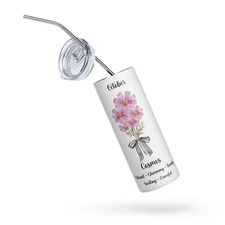 October Cosmos Stainless Steel 20 oz Skinny Water Drink Tumbler Lid Metal Straw