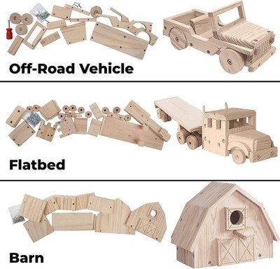 Building Kit for Kids and Adults, with 3 Educational DIY Carpentry Construction