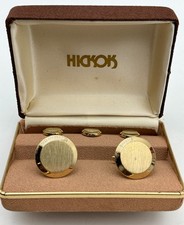 1970s Hickok Tuxedo Cuff Links and Shirt Stud Set-Gold Tone Engravable-NOS MCM