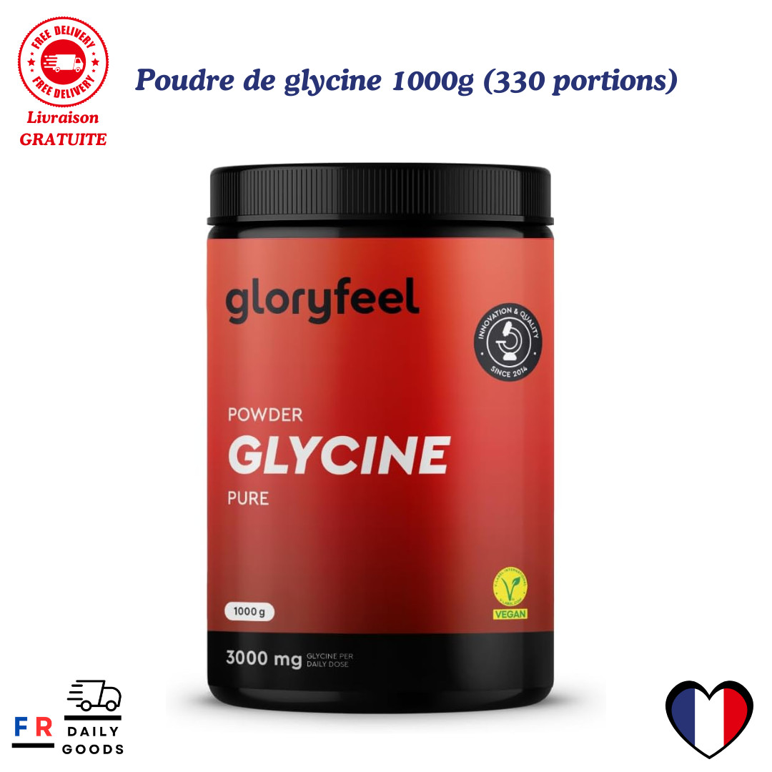Poudre de glycine 1000g complément alimentaire soluble 3000mg pour cure longue 330 doses