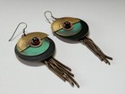Funky 3 1/2 " Dangle Copper / Brass  w/ Cavachon Amethyst Stone & 4 Moving Parts — photo 1