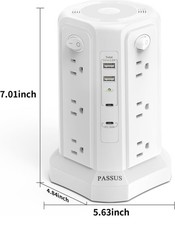 Long Surge Protector Power Strip 16 FT Cord, PD20W USB C Power Strip Tower with