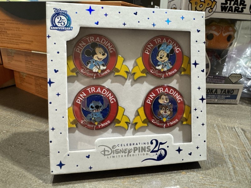 Disney Pins D23 2024 25th Anniversary 4 Pin Set LE 300