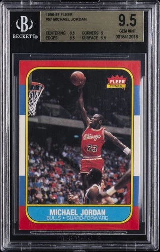 1986-87 FLEER #57 MICHAEL JORDAN ROOKIE RC BGS 9.5