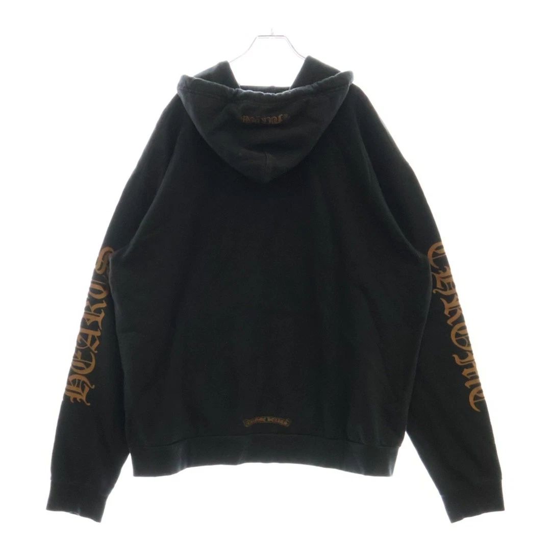 Felpa con cappuccio pullover CHROME HEARTS SWTSHRT PLVR stampa logo braccio nero marrone usata 99a79