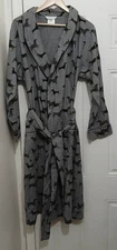 The company store mens medium long dog print robe cotton gray brown all season