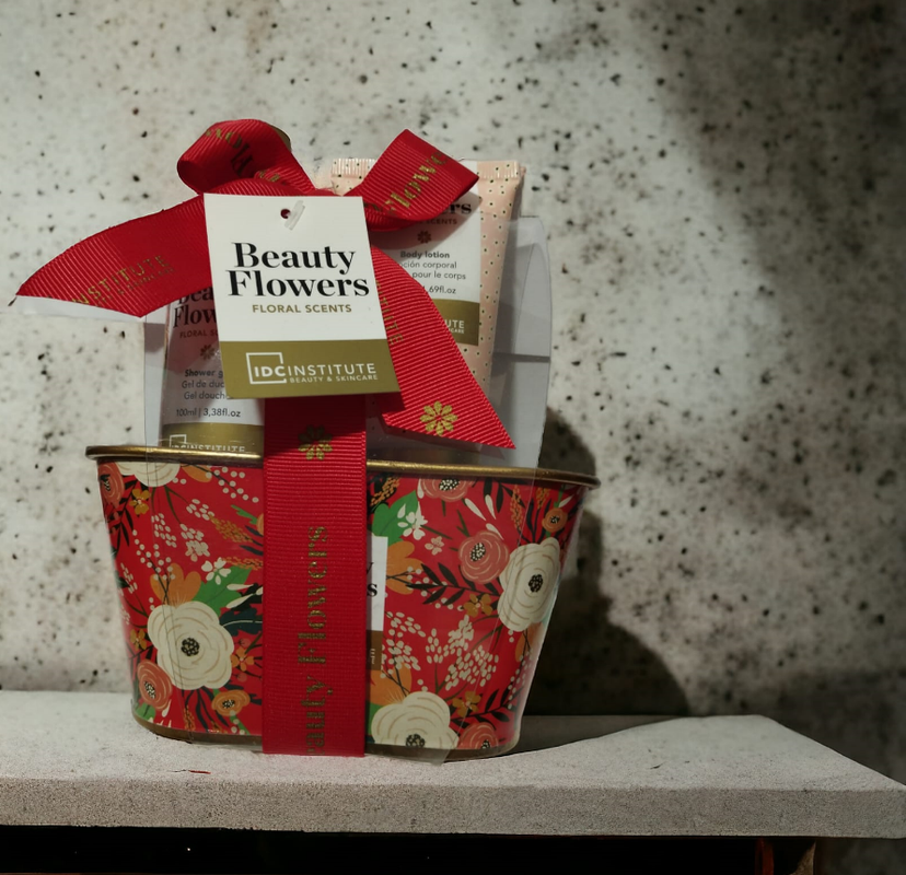 beauty flowers set kit latta fiorata contiene due articoli per la toilette