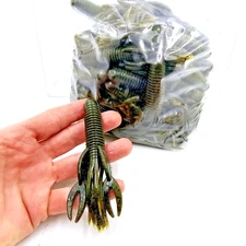 44 Big Bite Lake Fork Green Pumpkin Craw Tube 4" Solid Head Hollow Body Tubes