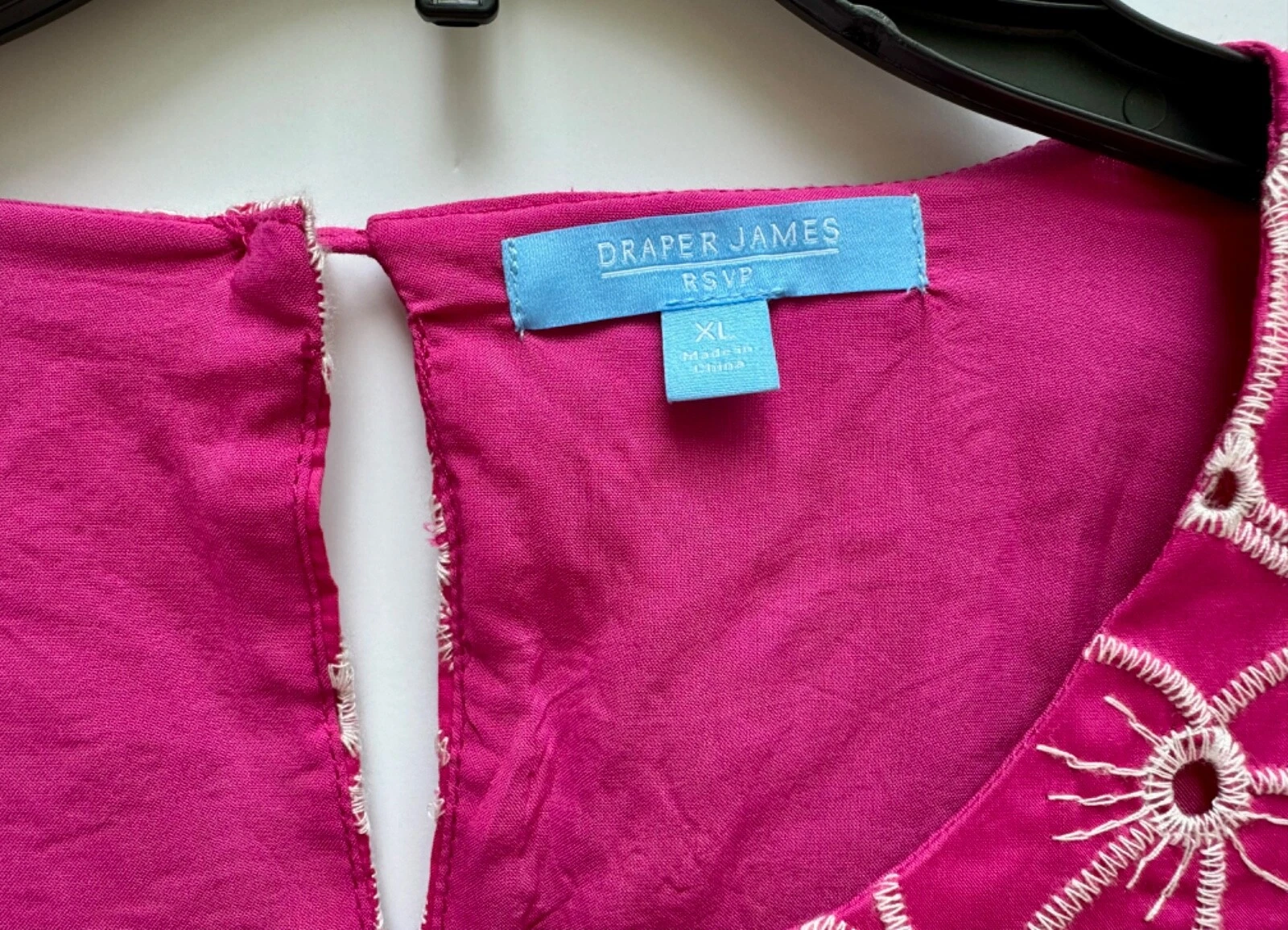 VETEMENTS Abito corto Draper James RSVP ricamato floreale mezza manica fucsia taglia XL