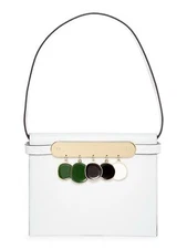 EDIE PARKER Candy Coin White Black Leather Shoulder Bag Accordion Clutch $1595