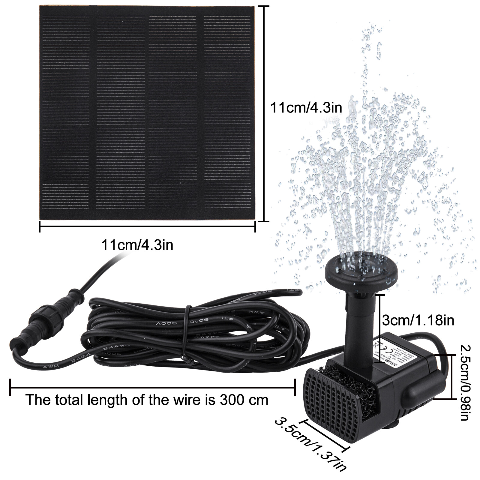 Solar Panel Powered Water Feature Pump Garden Pool Aquarium Fountain