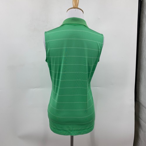 Nike Polo Shirt Womens S Small Green Striped Sleeveless Golf Tour Performance - Picture 7 of 13