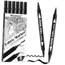 Black Fabric Markers, Dual Tip Fabric Paint Markers, Permanent Fabric Pens for 