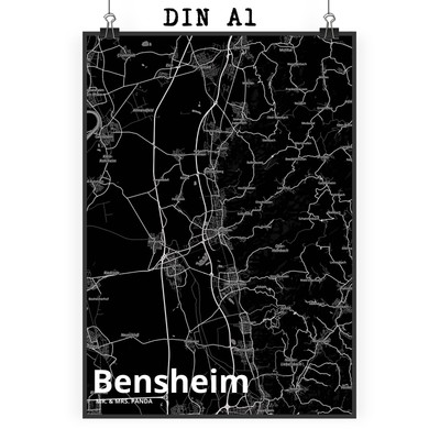 DIN A1 Poster Bensheim - Geschenk Wanddeko Mr. & Mrs. Panda Poster Ort Städte