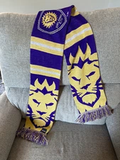 Ruffneck Scarf, Orlando City, Polyester Scarf, Ivory & Purple