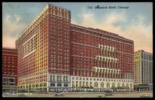 1944 Postcard Linen Bismark Hotel, Chicago