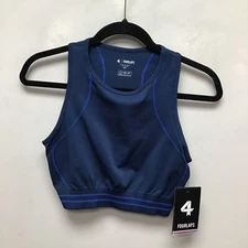 Fourlaps Midnight Azure Fitness Workout Breathe Seamless Sports Bra M/L $68 New
