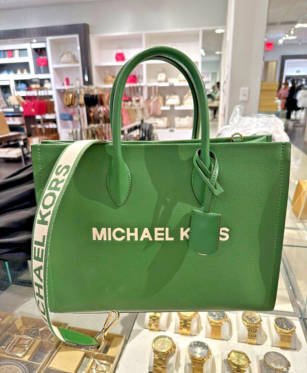 Michael Kors Mirella Medium East West Crossbody Tote Leather Bag 