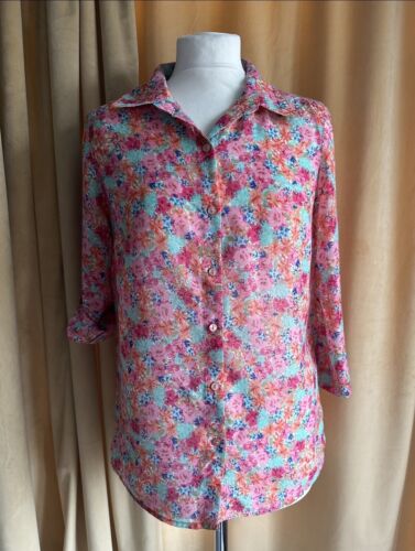 Stradivarius Floral Print Shirt with 3/4 sleeve size 8 - Picture 1 of 10