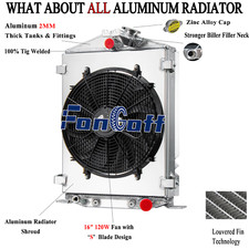 3 Row Aluminum Radiator Shroud Fan For 1932 Ford Hi High Boy Street Rat Rod3.3l