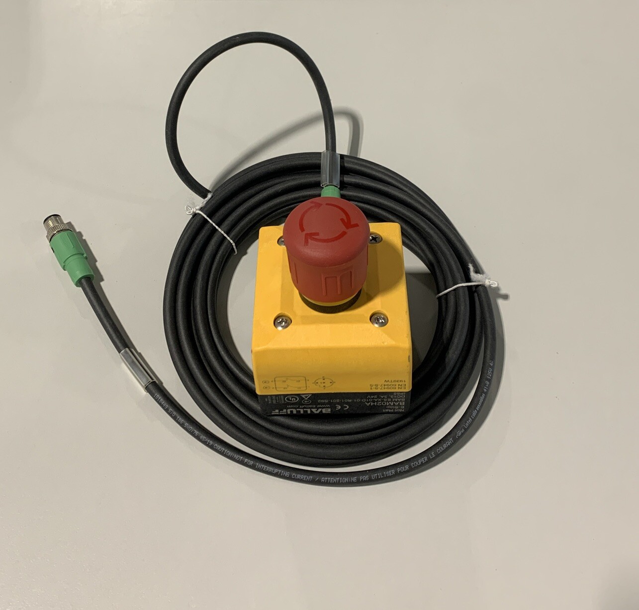 BALLUFF BAM02HA EMERGENCY STOP PUSH BUTTON w/ Phoenix Contact 1518449 Cable NOB