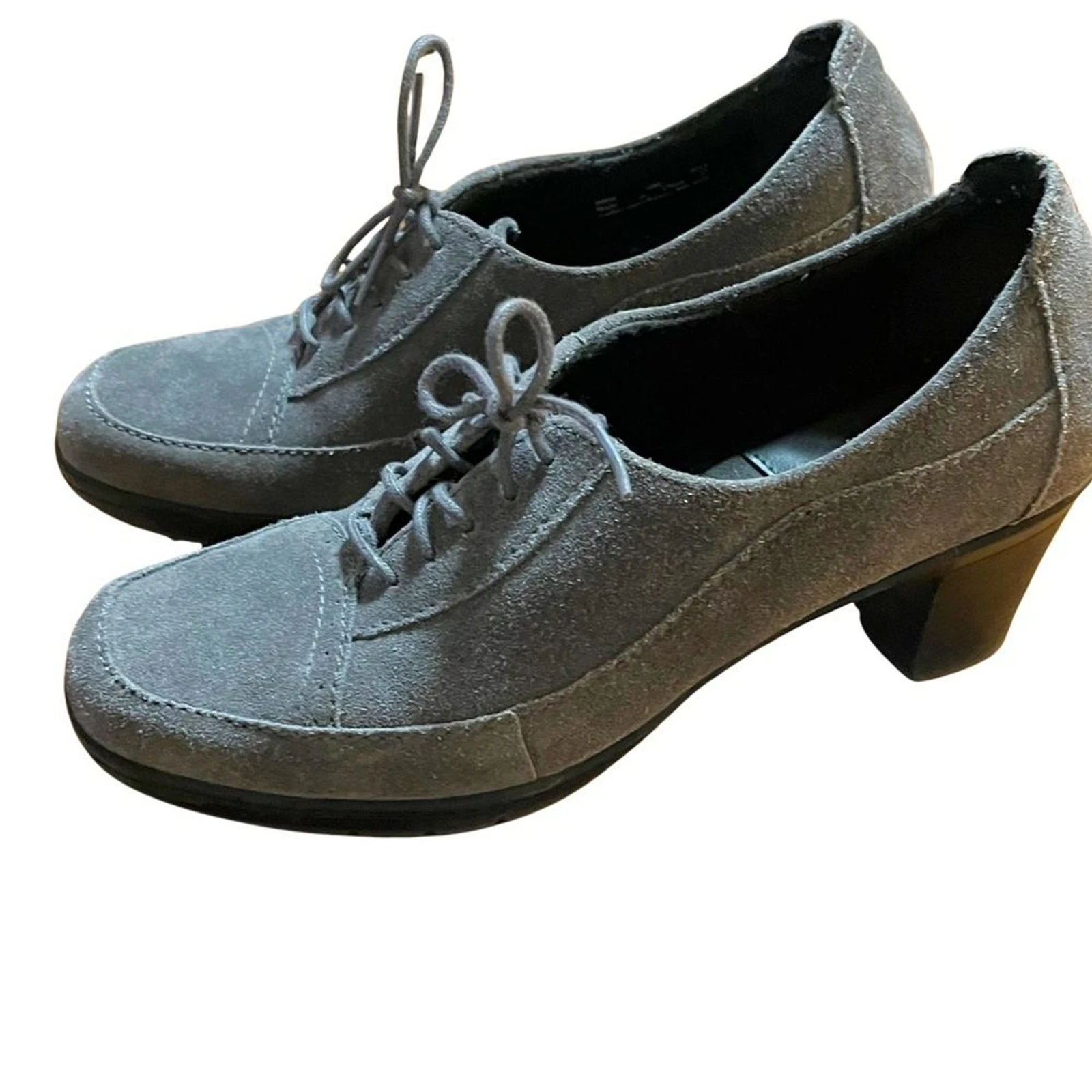 CLARKS Clark’s Grigio Scamosciato Oxford Stringate Tacchi Taglia 10 Carriera Minimalista Versatile