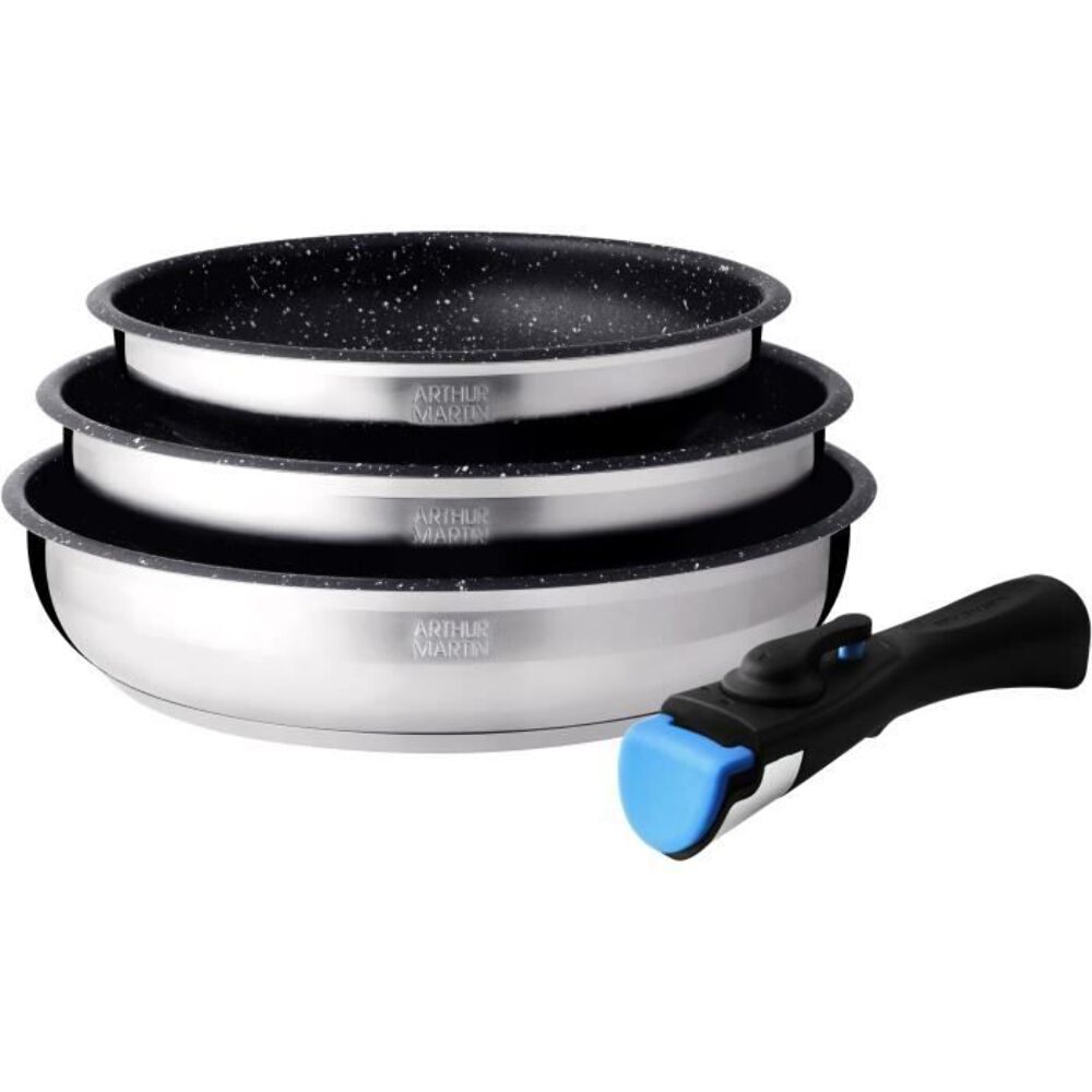 Set de 3 poêles Arthur Martin Terracotta antiadhésives pour une cuisson sans matière grasse