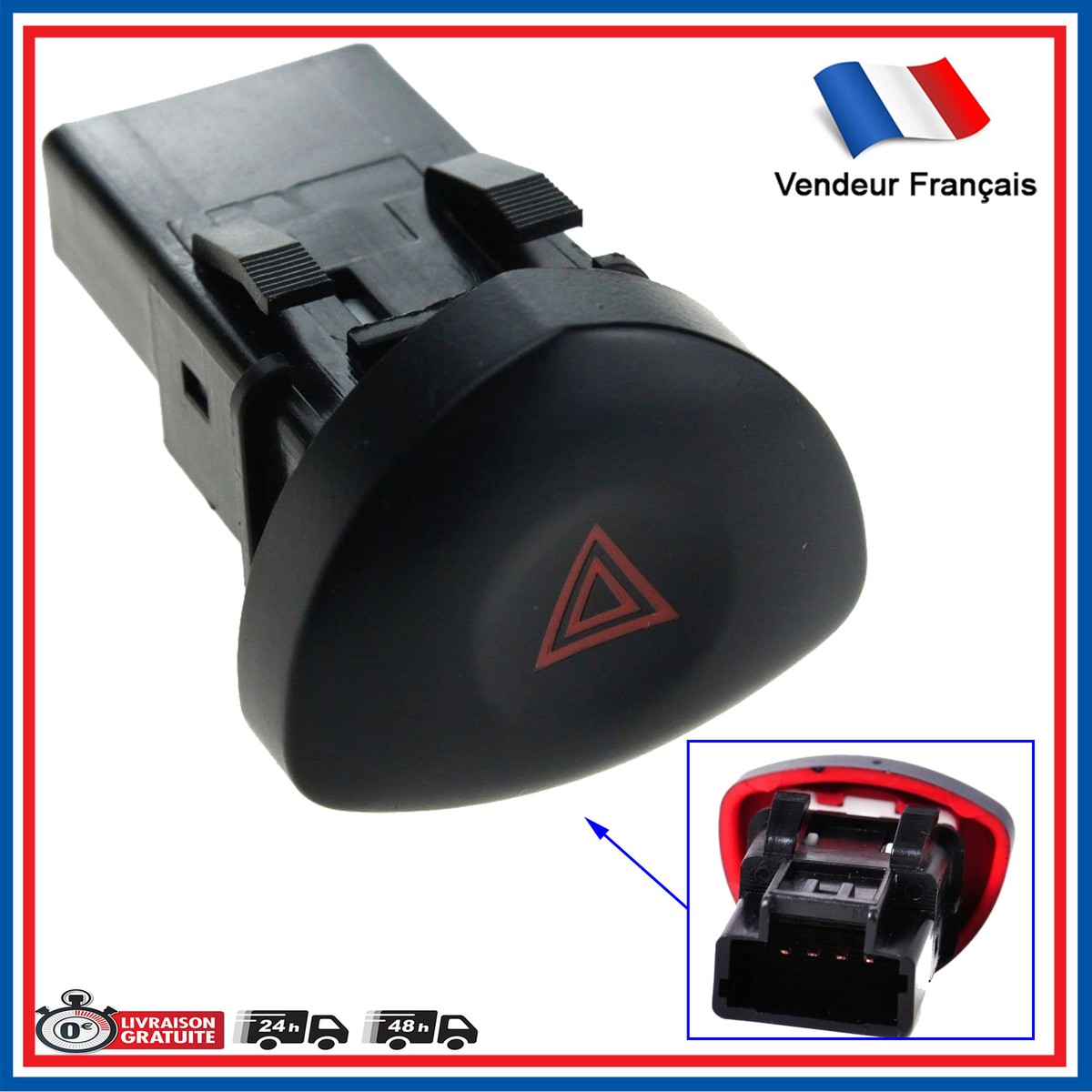 Bouton Warning Interrupteur De Détresse Compatible Avec Clio 4 Captur Duster 252907372R @Pro-Plip