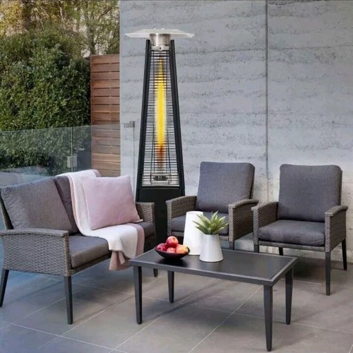 Mimosa Outdoor Pyramid Flame Heater Patio Garden Restaurant Gas Heater - Black - Picture 2 of 8