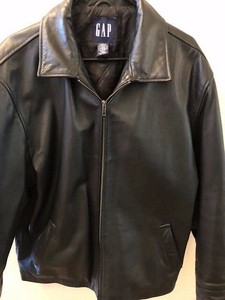 gap black leather jacket