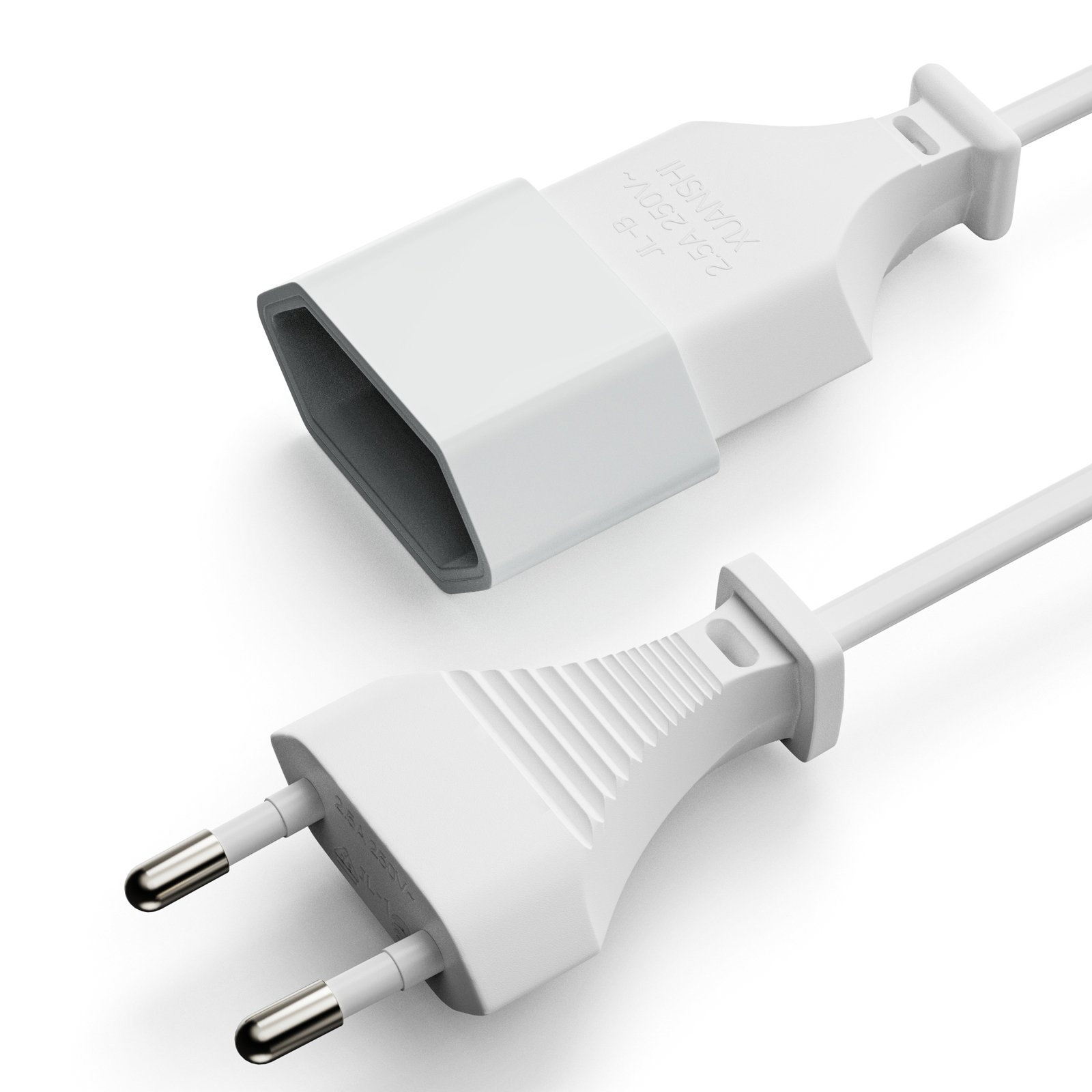 ETEC Euro-Stromkabel gerader Euro-Stecker auf gerade Euro-Buchse 2m Netzteil