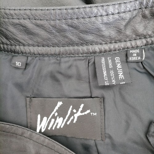Vintage 80's Winlit Women's Black Leather Western Gothic Pencil Skirt Size 10 - Picture 5 of 6