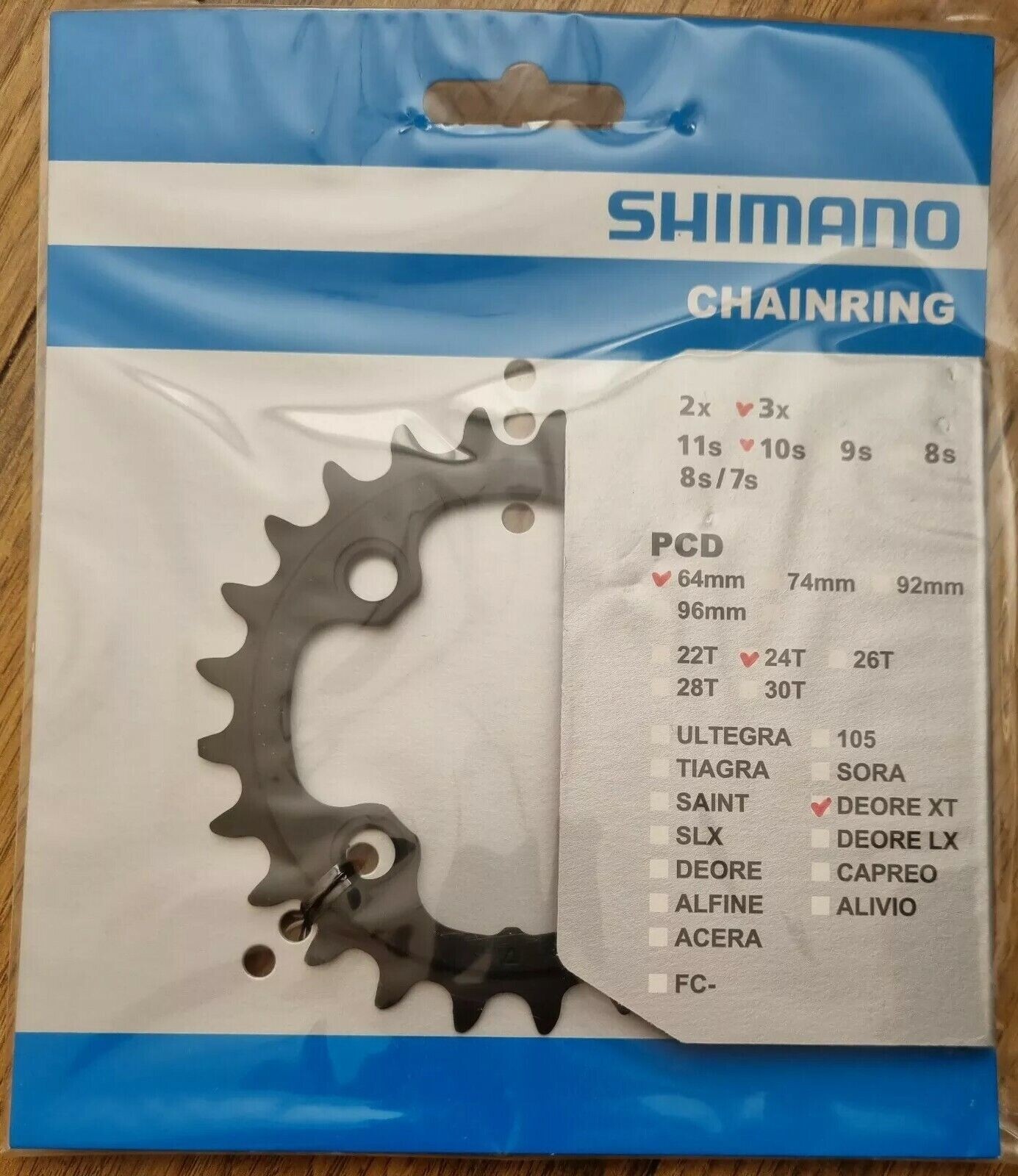Shimano 24T, 3 x 10-Speed Inner Chainring for Deore XT FC-M770-10, PN: Y1LW24000
