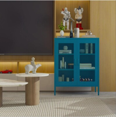 #ad Metal Storage Cabinet with 2 Mesh Doors and Adjustable Shelves for HomeOffice $129.99