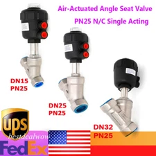 Stainless Steel DN25/15/32 Air-Actuated Angle Seat Valve PN25 N/C Single Acting