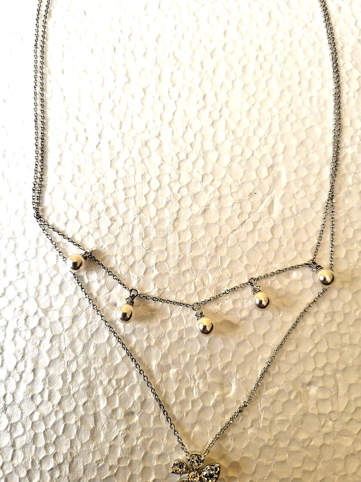 Collares Cadenas Colgante Flor Circonita cúbica Nadri Cristal Plata 2 Capas Foto 3 de 4